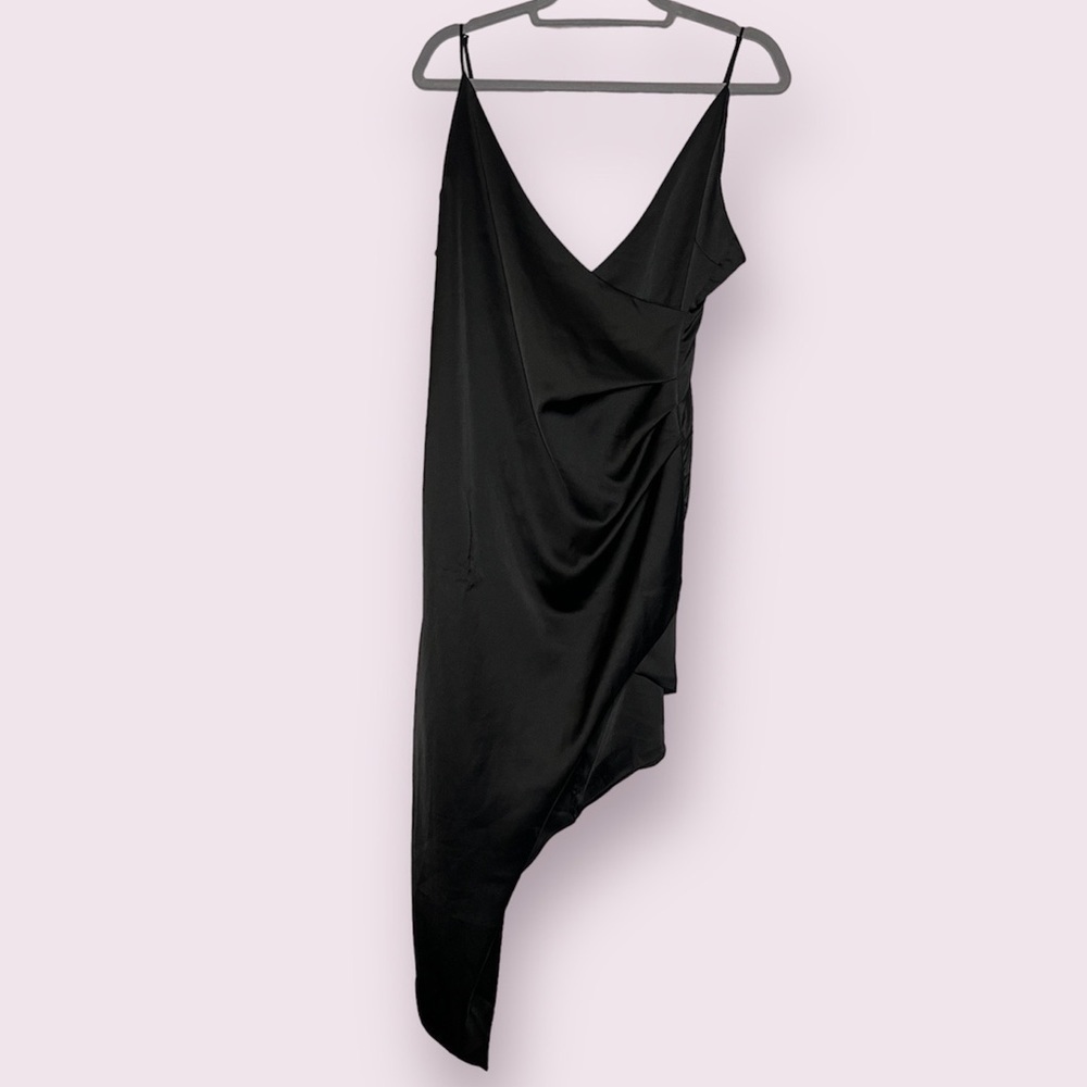 Cotton Candy LA Black Satin Asymmetrical Dress Large